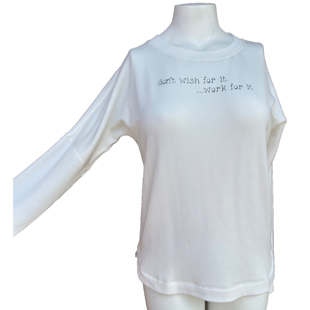 CALIA Carrie Underwood Top S‎ White Oversized Thumbhole Sweatshirt Graphic Cozy